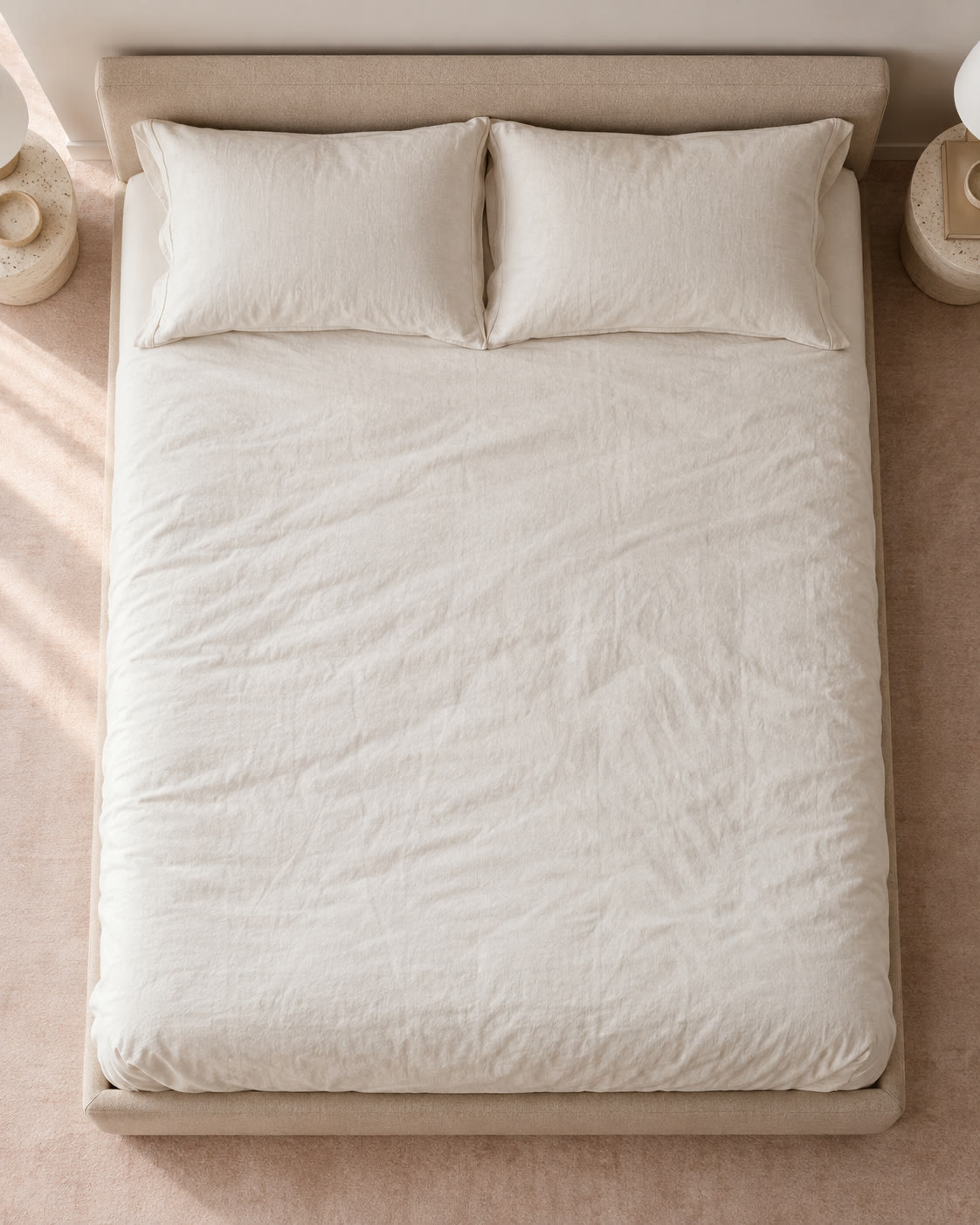 Queen bed measuring 60 by 80 inches